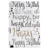 White Happy Birthday   Medium Cadeauzakje (Achterkant)