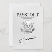 White Hawaii Passport Wedding Invitation Kaart (Achterkant)