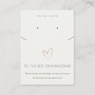 WHITE HEART BEST GRANDMOTHER GIFT KETTING EARRING PLAATSKAARTJE