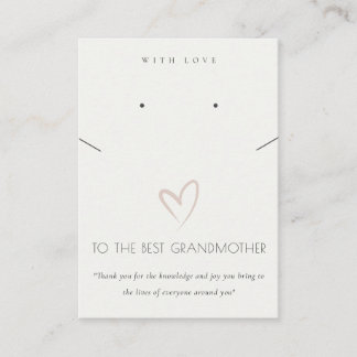 WHITE HEART BEST GRANDMOTHER GIFT KETTING EARRING PLAATSKAARTJE
