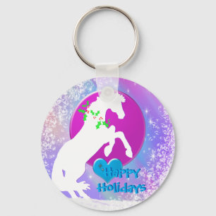 White Heart Horses V Holiday (Colorful Haze) Sleutelhanger