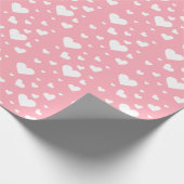 White Heart Pattern on roze - Valentijnsdag Cadeaupapier (Hoek)