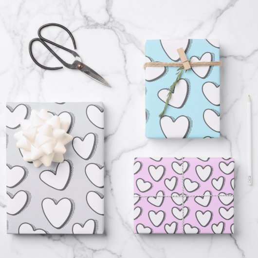 White Heart Pattern Wrapping Paper (Voorkant)