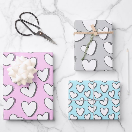 White Heart Pattern Wrapping Paper (Voorkant)