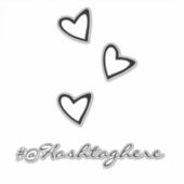 White Hearts Floating Name Script Car Decal Sticker (Voorkant)