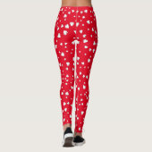 White  Hearts Floating Pattern on Red Leggings (Achterkant)