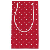 White Hearts on Red Pattern Klein Cadeauzakje (Voorkant)