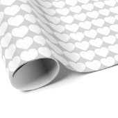 White Hearts on Silver Cadeaupapier (Rol Hoek)