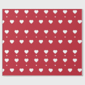 White Hearts & Stippen Pattern Valentijn Cadeaupapier (Vlak)