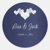 White Hearts voor Navy Elegant Ronde Sticker (Voorkant)