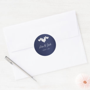 White Hearts voor Navy Elegant Ronde Sticker