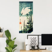 White Heron en Iris Poster (Thuiskantoor)