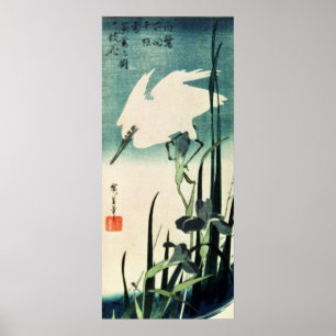 White Heron en Iris Poster