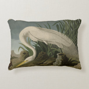 White Heron, Great Egret, Audubon Birds of America Accent Kussen