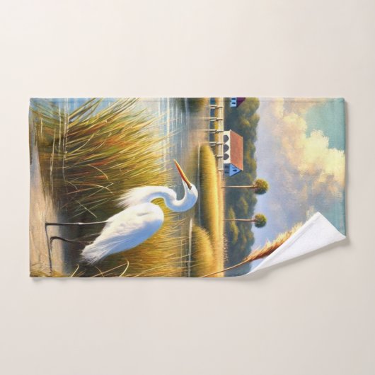 White Heron Marsh en Vuurtoren Badhanddoek Set Bad Handdoek (Handdoek)