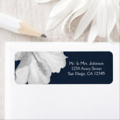 White Hibiscus Blue Tropical Wedding Aloha Etiket (Insitu)