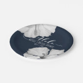 White Hibiscus Blue Tropical Wedding Aloha Papieren Bordje (Gekanteld)