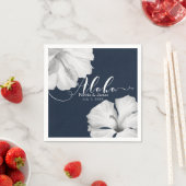 White Hibiscus Blue Tropical Wedding Aloha Servet (Insitu)