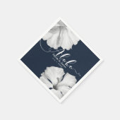 White Hibiscus Blue Tropical Wedding Aloha Servet (Hoek)