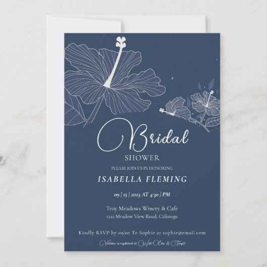 White Hibiscus Bridal Shower Invitation Kaart (Voorkant)