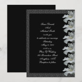 White Hibiscus Flower Black Wedding Invite Kaart (Voorkant / Achterkant)
