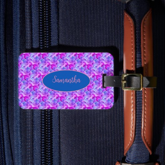 White Hibiscus Flowers Bouquet Tinted Personalized Bagagelabel (Voorkant Insitu 4)