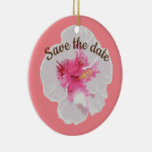 White Hibiscus Flowers Custom Keramisch Ornament (Rechts)