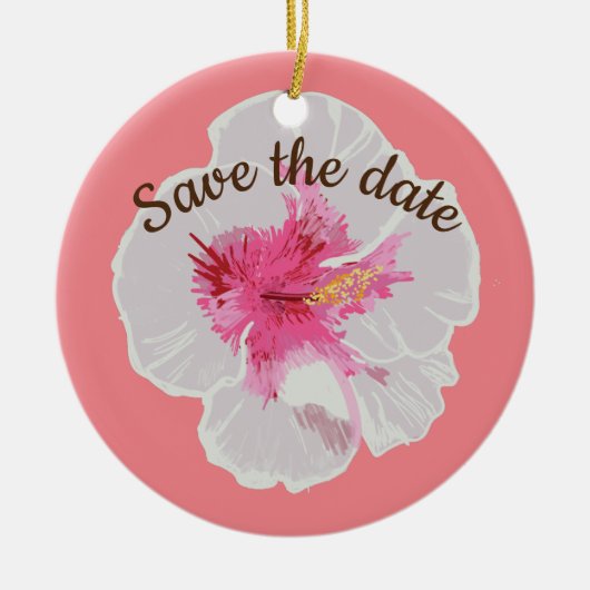 White Hibiscus Flowers Custom Keramisch Ornament (Voorkant)