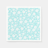 White Hibiscus on Light Aqua Tropical Chic