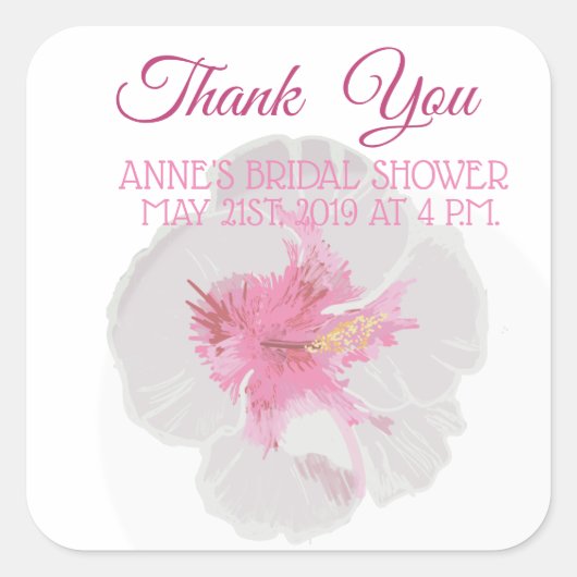 White Hibiscus Vierkante Sticker (Voorkant)