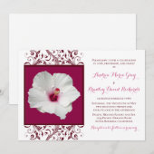 White Hibiscus Wedding Invitation Kaart (Voorkant / Achterkant)
