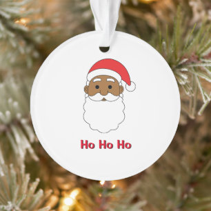 White Ho Ho African American Santa Claus Family Ornament