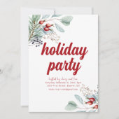 White Holiday Berries Fête Invitation (Devant)