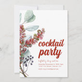 White Holiday Berries Fête Invitation (Devant)