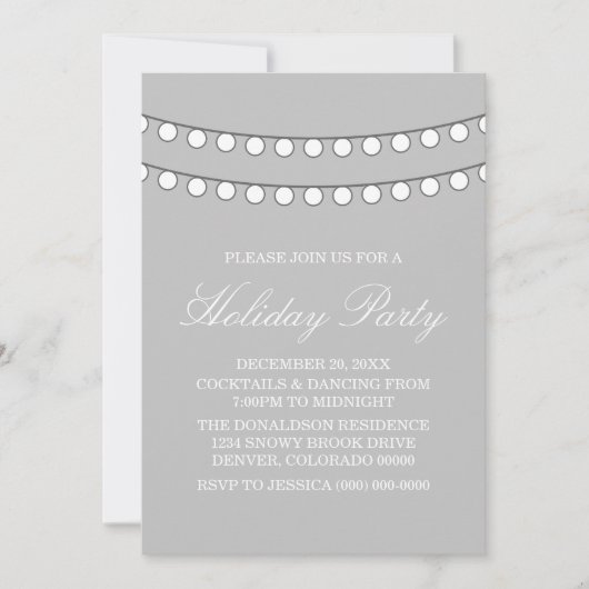 White Holiday String of Lights Party nodigt uit Kaart (Voorkant)