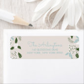 White Holly Botanical Happy Holidays Étiquette de  (En situation)