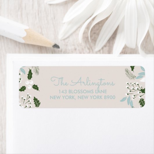 White Holly Botanical Prettige feestdagen Address  Etiket (Insitu)