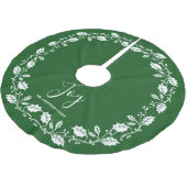 White Holly Leaves Joy Script Kerstmis Kerstboom Rok (Gekanteld)