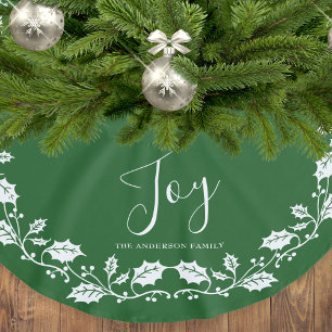 White Holly Leaves Joy Script Kerstmis Kerstboom Rok