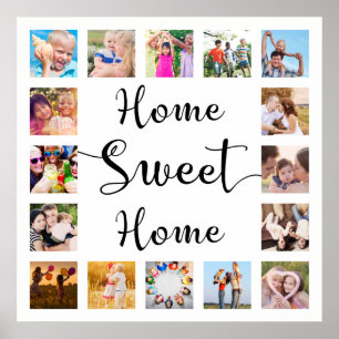 White Home Sweet Home 14 Familie Foto Collage Poster