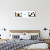 White Horizontal 2 Photo Monogram Wedding Keepomwi Canvas Afdruk (Insitu (Slaapkamer))