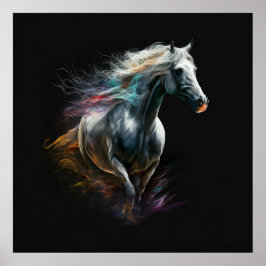 White Horse, Abstracte kleuren, Art Print Wall