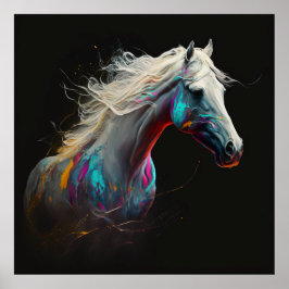 White Horse, Abstracte kleuren, Art Print Wall