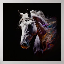 White Horse, Abstracte kleuren, Art Print Wall