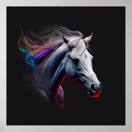 White Horse, Abstracte kleuren, Art Print Wall