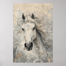 White Horse Art Poster