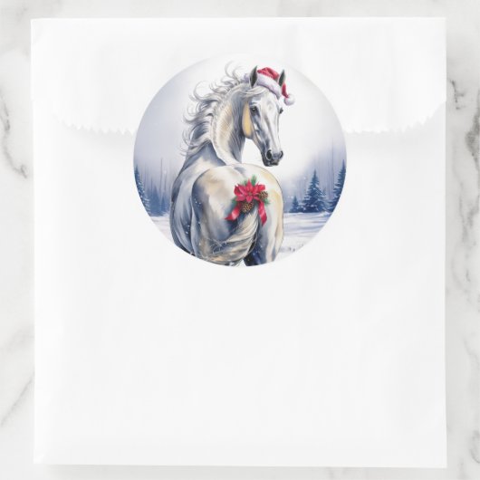 White Horse Christmas Sticker (Sac)