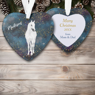 White Horse Gold Stars Dochter Ornament