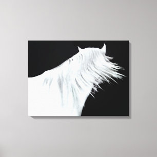 White Horse Head Drie Panels Canvas Afdruk