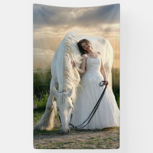 White Horse met bride Spandoek (Verticaal)